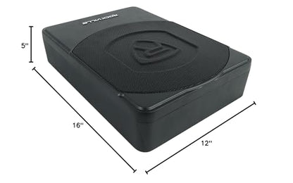 Rockville SS10P 800W Slim Under-Seat Active Car/Truck Subwoofer, Built-in Amp, Wired Remote Bass Knob, Cast Aluminum, for Car Audio Upgrades - size: 10"