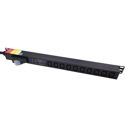 30A Rack PDU, L6-30P Power Distribution Unit with 10 C13 Outlets, 7200W 0U Vertical Rack Mount Power Strip with 6ft Cord, Circuit Breaker, Surge Protection and Aluminum Alloy Housing - color: Breaker Protected