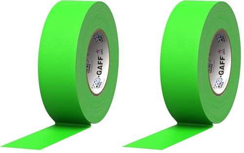 2" Width ProTapes Pro Gaff Premium Matte Cloth Gaffer's Tape with Rubber Adhesive, 50 yds Length x, Fluorescent Green (Pack of 2) - size: 2" x 50 yds (Pack of 2), style: Boom microphone stand with a telescoping boom arm