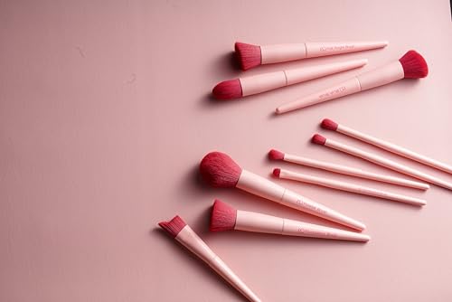 BS-MALL Makeup Brush Set 18 Pcs Premium Synthetic Foundation Powder Concealers Eye shadows Blush Makeup Brushes with black case (Pink Red) - color: Pink Red