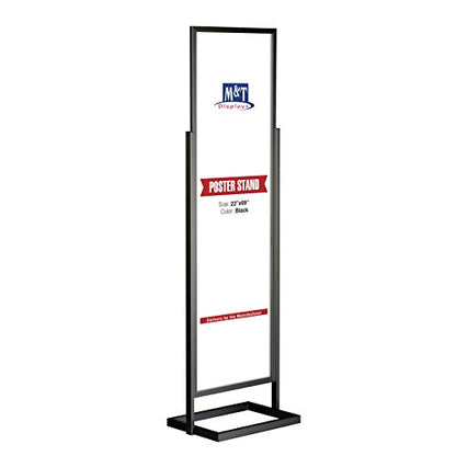 M&T Displays Metal Eco Info Board, Black 22x69 Inches Slide-In Poster Sign Holder 1 Tier Double Sided Floor Standing Pedestal Advertising Display with Backing and Anti-Glare PET Cover - color: Black, size: 22x69
