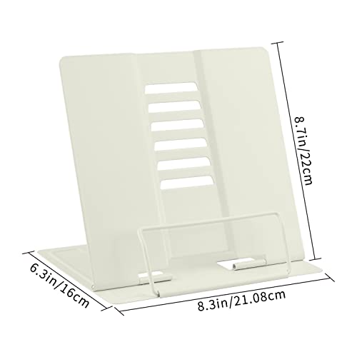 Honagu Book Stand Metal Desk Book Holder, Book Holders for Reading Hands Free, Adjustable Cookbook Documents Holder, Portable Bookstand for Music Books, Textbook, Recipe, Tablet, Ipad (Milky White) - color: Milky White
