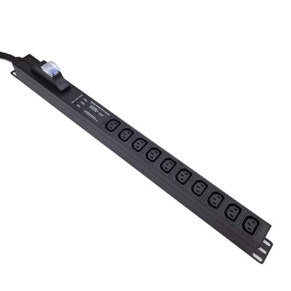 30A Rack PDU, L6-30P Power Distribution Unit with 10 C13 Outlets, 7200W 0U Vertical Rack Mount Power Strip with 6ft Cord, Circuit Breaker, Surge Protection and Aluminum Alloy Housing - color: Breaker Protected