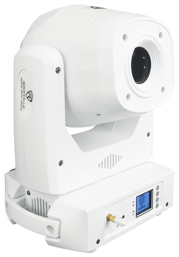 Rockville Rock SPOT White 260W Moving Head Light Pair with RTP33-TV Stands | Wireless DMX, Spot/Prism/Gobo, Zoom, 7 Colors, Sound Activated, 2 Totem Stands with Detachable TV Mount, 4-Items