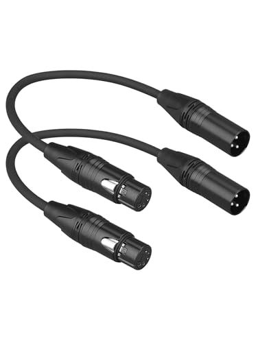 DMX to XLR Adaptor Cable Professional Male to Female Turnaround Cord for Audio, DMX Lighting & Stage Equipment, 1 Ft 2 Pack (DMX Female to XLR Male)