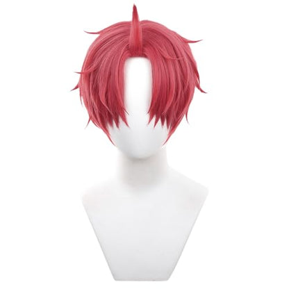 Red Short with Bangs Cosplay Wig Replacement Wig Heat Resistan Synthetic Fiber Hairs for Uniex Adult Cos Halloween Christmas Anime Party - color: Red