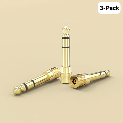 6.35mm to 3.5mm Audio Adapter, Gold Plated 1/4” Male to 1/8” Female TRS Stereo AUX Connector Converter for Guitar Keyboard Digital Piano Studio Monitor Amplifier Mixer Splitter, 6-Pack - color: 6-Pack