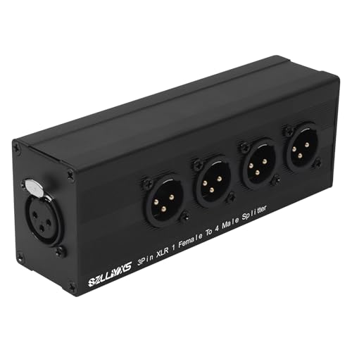 XLR 1 to 4 Box,4-Way Balanced XLR Splitter Box,3Pin XLR 1 Female to 4 Male Splitter,1-In-4-Out Audio Distributor for Studio, Live, Mixer, Amplifier, Preamps, Powered Speaker - color: 1 Female to 4 Male Adapter