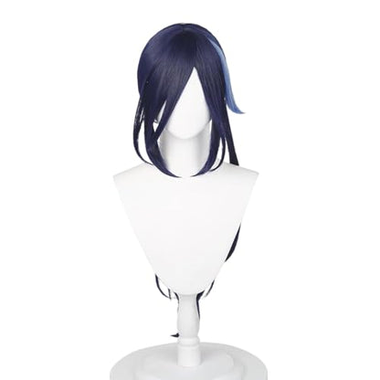 Clorinde Wig for Women Dark Purple Low Ponytail Straight Heat Resistan Synthetic Fiber Hairs for Unisex Adult Halloween Christmas Cos Anime Party Replacement Wigs - color: Dark Blue Low Long Ponytail
