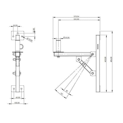 QUIK LOK - SB781 Heavy-Duty Wall Mount Speaker Brackets - Pair of Professional Steel Studio Monitor and PA Stands with 35mm Insert, Adjustable Depth 9.6 to 13.2 Inches, 88 lbs Capacity, Black