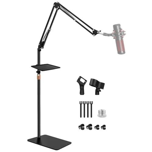 BILIONE Mic Stand Floor Boom Arm for Studio, Podcast, Recording, Streaming