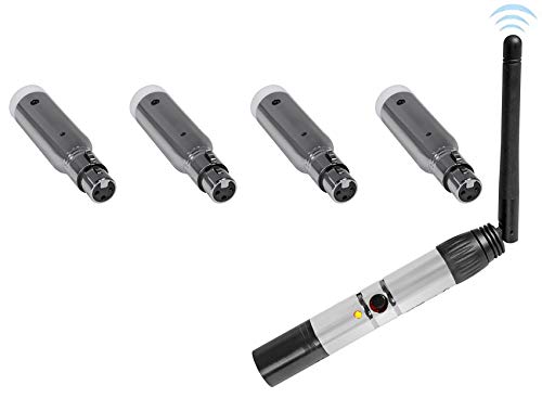 Rockville DMX-WTR 2.4GHz Wireless Transmitter with 4 DMX-WRE Receivers | 9-Hour Rechargeable Battery, 4 DMX-WRE Wireless DMX Receivers, 650mAh Each, 1968' Range, 7 Groups, Up to 25 Units, 5-Items