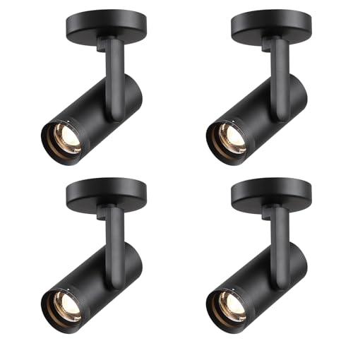 12W LED Dimmable Zoomable Indoor Ceiling Spotlight Directional Light - color: Black 4Pcs