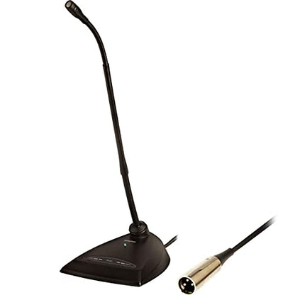 Shure MX412D/C Cardioid Condenser Microphone, 12 Gooseneck, Desktop Base with 10' Cable, Logic Functions, Programmable Switch, LED Indicator, Snap-Fit Foam Windscreen | 12-inch cardioid gooseneck with programmable switch and LED for conferences, speeches