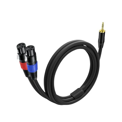 1 Pack 3.5mm TRS to 2 XLR Cable, 3.3 Foot, Unbalanced 1/8 TRS Male to Dual XLR Female, Y Splitter to Dual XLR Breakout Cable, Pure Copper and Plated Connectors for Smartphone - size: 3.3 foot, style: 3.5mm TRS to XLR female, 1 Pack
