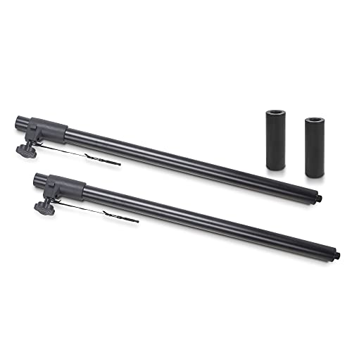 Sound Town 2-Pack Adjustable Height Subwoofer/Speaker Poles (35"-54") with M20 Threaded Lower End & 35mm Adaptor, 132 LB Load Capacity, Black (STSDA-ADM54B-PAIR) - size: Height-Adjustable (M20 & 35mm Adapters)