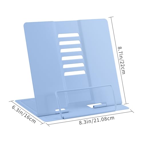 Honagu Desk Book Stand Metal Reading Rest Book Holder, Book Holders for Reading Hands Free, Adjustable Cookbook Documents Holder Bookstands for Recipes Textbooks Music Books (Dark Blue) - color: Dark Blue