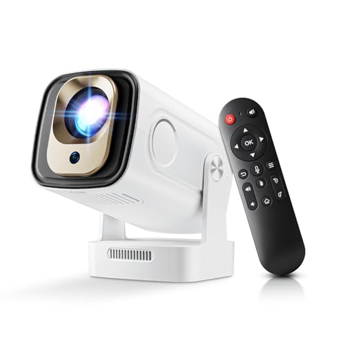 Mini Projector Wifi Bluetooth 5.4, 1080P Native, Auto Focus & Keystone, 4K | Built in Apps, Short Throw, Portable Smart Proyector for Outdoor Movies/Bedroom/Gaming (2026 Upgrade) - color: Black-white