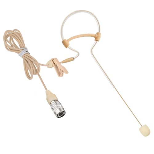 Earhook Headset Microphone Compatible with Audio-Technica Bodypack | Headworn Single Over Ear Hanging Condenser Omnidirectional Mic Clip for Wireless Transmitter System with Hirose 4 Pin Plug - style: Hirose 4 Pin Plug Compatible with Audio-Technica