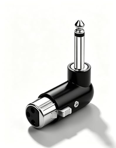 CERRXIAN XLR Female to 1/4" TS Mono Adapter, Unbalanced 3Pin XLR Female to 90 Degree 6.35mm Male Audio Adapter for Microphone, Mixer, Guitar Amp - size: Female