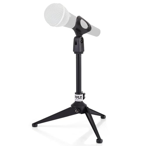 Pyle Desktop Microphone Stand - Heavy Duty Die-Cast Metal Tripod - Adjustable height 4.7” to 8.7” H, Heavy Duty Clutch Supports up to 5 Lbs. - Ideal for Podcasts, Desktop Recording, Office - PMKSDT25