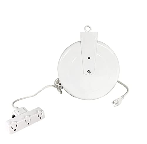 Alert ProReel 5000A-31GF-CB Heavy-Duty Retractable Extension Cord Reel | 30' - 16/3 SJTW Retracting Cord | Tri-Tap Grounded Outlet with Power Light | 10amp Circuit Breaker