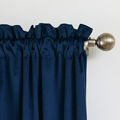 PLEASANT BOULEVARD Dark Blue Velvet Curtains 108 inch Long Heavyweight Blackout Curtains Rod Pocket Thermal Insulated Darkening Window Drapes for Bedroom Living Room, W52 x L108, 2 Panels - color: Dark Blue, size: 52"W x 108"L (Pack of 2)
