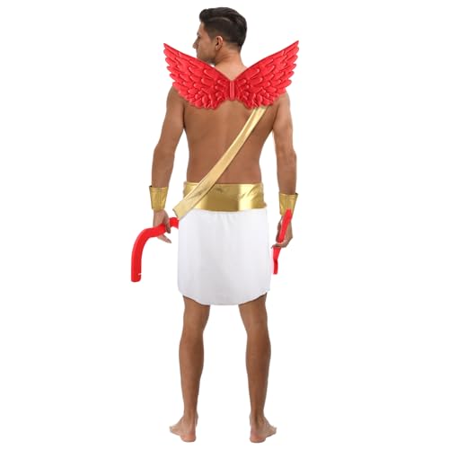 Cozypower 7 Pcs Halloween Cupid Costume Adult Wings Arrow Sash | Include Wings Arrow Bow Wrist Cuffs Body Sash Kilt for Halloween Dress Up - color: Red, size: Large