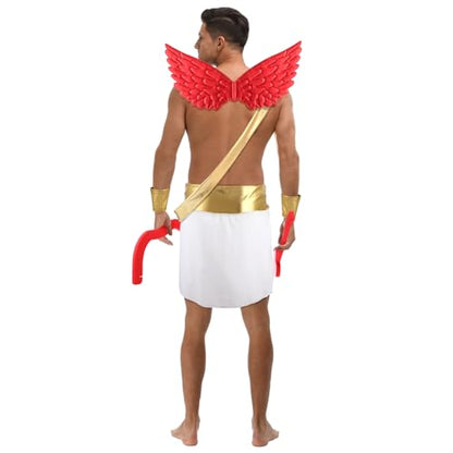 Cozypower 7 Pcs Halloween Cupid Costume Adult Wings Arrow Sash | Include Wings Arrow Bow Wrist Cuffs Body Sash Kilt for Halloween Dress Up - color: Red, size: Large