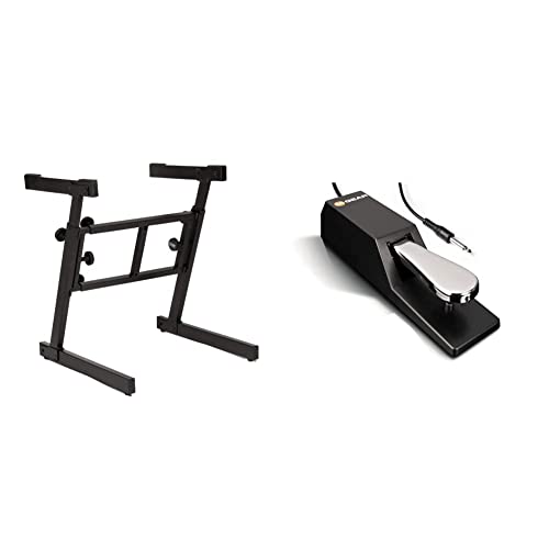 OnStage KS7350 Pro Heavy-Duty Folding-Z Keyboard Stand, Black & M-Audio SP-2 - Universal Sustain Pedal with Piano Style Action For MIDI Keyboards, Digital Pianos & More