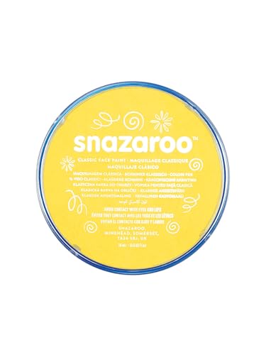 Snazaroo Classic Face and Body Paint, 18.8g Pot, Bright Yellow | Non-Toxic Hypoallergenic, Safe, Washable, Face & Body Paint for Halloween, Cosplay Costumes, Dress Up, Parties and Festivals - color: Bright Yellow, style: 18.8g (0.66-oz) Pot