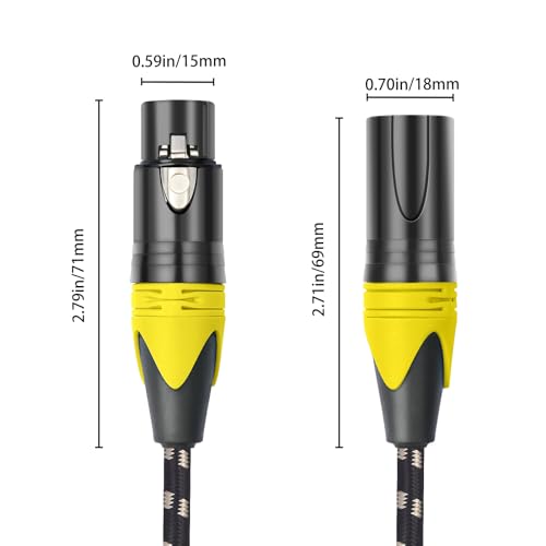 XLR Cable 50ft 4 Packs - Premium Balanced Microphone Cable with 3-Pin XLR Male to Female Mic Speaker Cable, Black and White Grid Layer, Pure Copper and Plated Conductors - color: Black White Grid, size: 50 FT, 4Packs