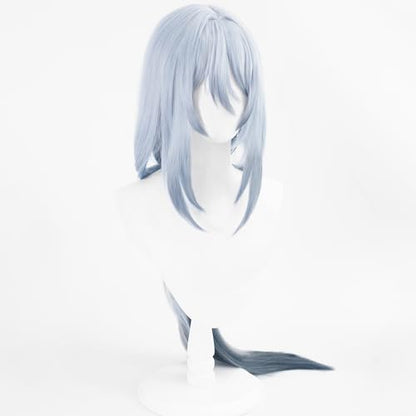 Anime Gray Black Gradient Wig Women Cold Elegant Role Halloween | Women Long Straight Hair with Bangs Halloween,Christmas,Comic con Heat Resistant Fiber Free Cap - color: Blue Black Gradient