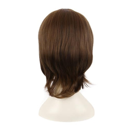 MapofBeauty 16 Inch Short Side Bangs Cosplay Layered Wig, Brown | 40 cm Synthetic Fiber Wig - color: Brown