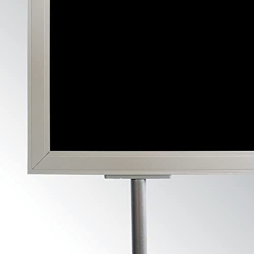 M&T Displays Metal Oval Info Board Silver 24x36 Inches Slide-In Poster Sign Holder 1 Tier Double Sided Floor Standing Pedestal Advertising Display with Backing and Anti-Glare PET Cover - color: Silver
