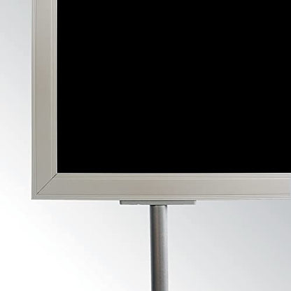 M&T Displays Metal Oval Info Board Silver 24x36 Inches Slide-In Poster Sign Holder 1 Tier Double Sided Floor Standing Pedestal Advertising Display with Backing and Anti-Glare PET Cover - color: Silver