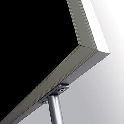 M&T Displays Metal Oval Info Board Silver 24x36 Inches Slide-In Poster Sign Holder 1 Tier Double Sided Floor Standing Pedestal Advertising Display with Backing and Anti-Glare PET Cover - color: Silver