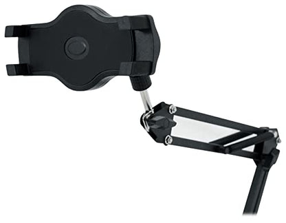 Rockville iSTAND 75 Desktop Boom Arm Mic/iPhone/iPad/Webcam Stand, Black | Steel Weighted Base, 360-Degree Swivel, Condenser Mic Compatible, 5/8" Threading, Podcasting/Studio, Phone/Tablet Holder