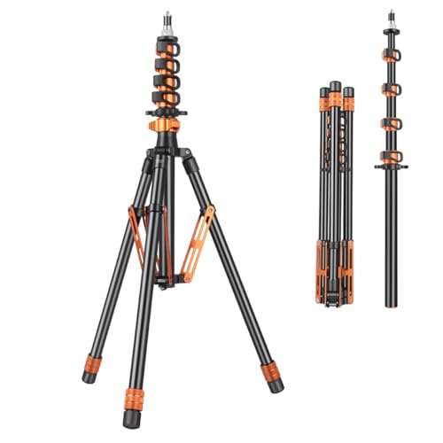 Light Stand with Flip Locks 81in/206cm - 49cm Folded Compact Aluminum Stand, Detachable Center Column, 5kg Capacity, Fits LED Video Lights & Camera Tripod