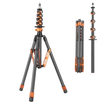Light Stand with Flip Locks 81in/206cm - 49cm Folded Compact Aluminum Stand, Detachable Center Column, 5kg Capacity, Fits LED Video Lights & Camera Tripod