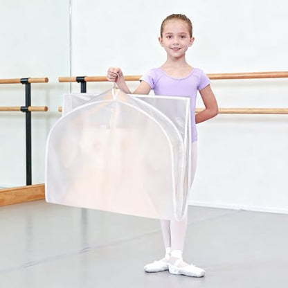 Univivi Garment Bags for Dance Costumes, 40" Foldable Dance Costume Garment Bag with 3 Zipper Pockets and 3" Gusset, Dance Dress Bags for Hanging Clothes (5 Pack, White) - color: 3" Gusset White