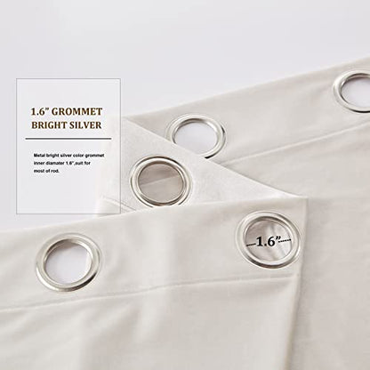 Luxury Cream Iovry Velvet 108 inch Curtains 2 Panels,Floor to Ceiling - color: Cream, size: 52"W x 108"L (Pack of 2)