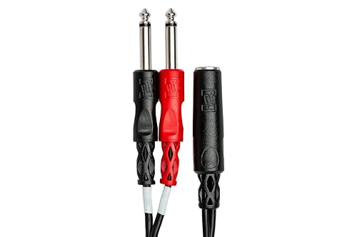 Hosa YPP-136 1/4 Inch TRSF to Dual 1/4 Inch TS Stereo Breakout Cable | 1/4 inch Y-cable with 6-inch length and mono male connectors for mixers, amplifiers and instruments - size: 6 Inches