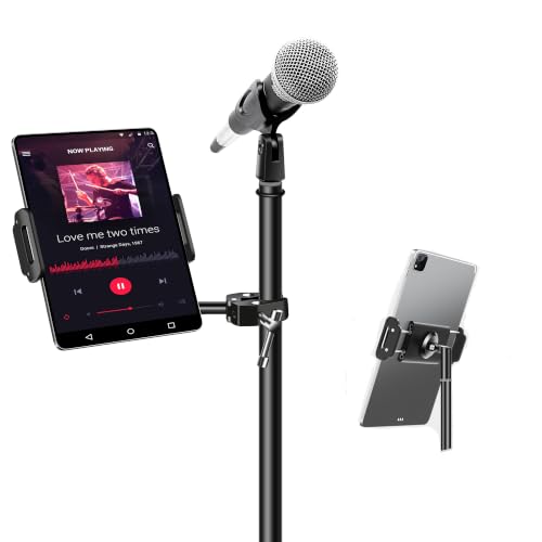 elitehood Aluminum iPad Holder for Mic Stand, Side Mount iPad Music Stand - color: Black