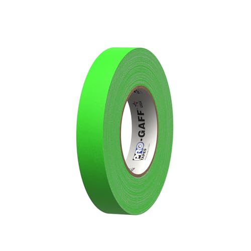 ProTapes Pro Gaff Premium Matte Cloth Gaffer's Tape with Rubber Adhesive, 50 yds Length x 1" Width, Fluorescent Green (Pack of 1) - size: 1" x 50 yds (Pack of 1), style: Functional (Fluorescent)