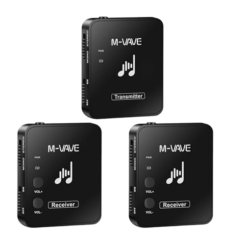 M-VAVE WP-10 Wireless in Ear Monitor System,Stereo IEM System,2.4GHz Rechargeable Low Latency IEM System, Auto Pairing,One to Many Wireless IEM System Transmitter Receiver System (WP-10 (1T & 2R))