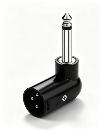 CERRXIAN XLR Male to 1/4" TS Mono Adapter, Unbalanced 3Pin XLR Male to 90 Degree 6.35mm Male Audio Adapter for Microphone, Mixer, Guitar Amp - size: Male