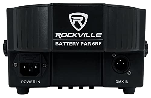 Rockville Battery PAR 6RF Black RGBWA+UV Wash Light 4-Pack with RLB90 Bags | 15-Hour Rechargeable Battery, Wireless DMX, 6x 6W LEDs, 4 RF Remotes, XLR In/Out, 2 RLB90 Travel Bags, 6-Items