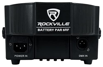 Rockville Battery Par 6RF Black RGBWA, UV Wireless DMX LED Wash Light | 15-Hour Rechargeable Battery, RF Remote Included, 6x6W LEDs, Sound Activated, Strobe, Dimmer, XLR DMX In/Out, Dual Bracket - color: Black