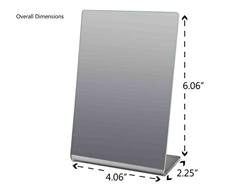 Marketing Holders 4 Pack Plexiglass Mirror 4" x 6" Slant Back Counter Top Free Standing Salons Optical and Jewelry Shops Travel Acrylic Slanted Mirrors Vanity Makeup Locker - size: 4"w x 6"h